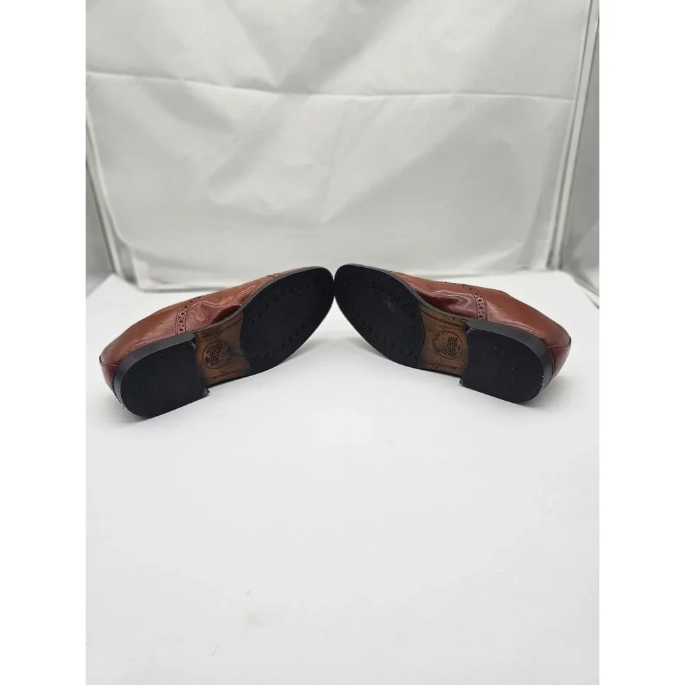 Adolfo Oxford Shoes Men's 9 W Brown Leather Hand Made Italy Brogue Medallion Toe